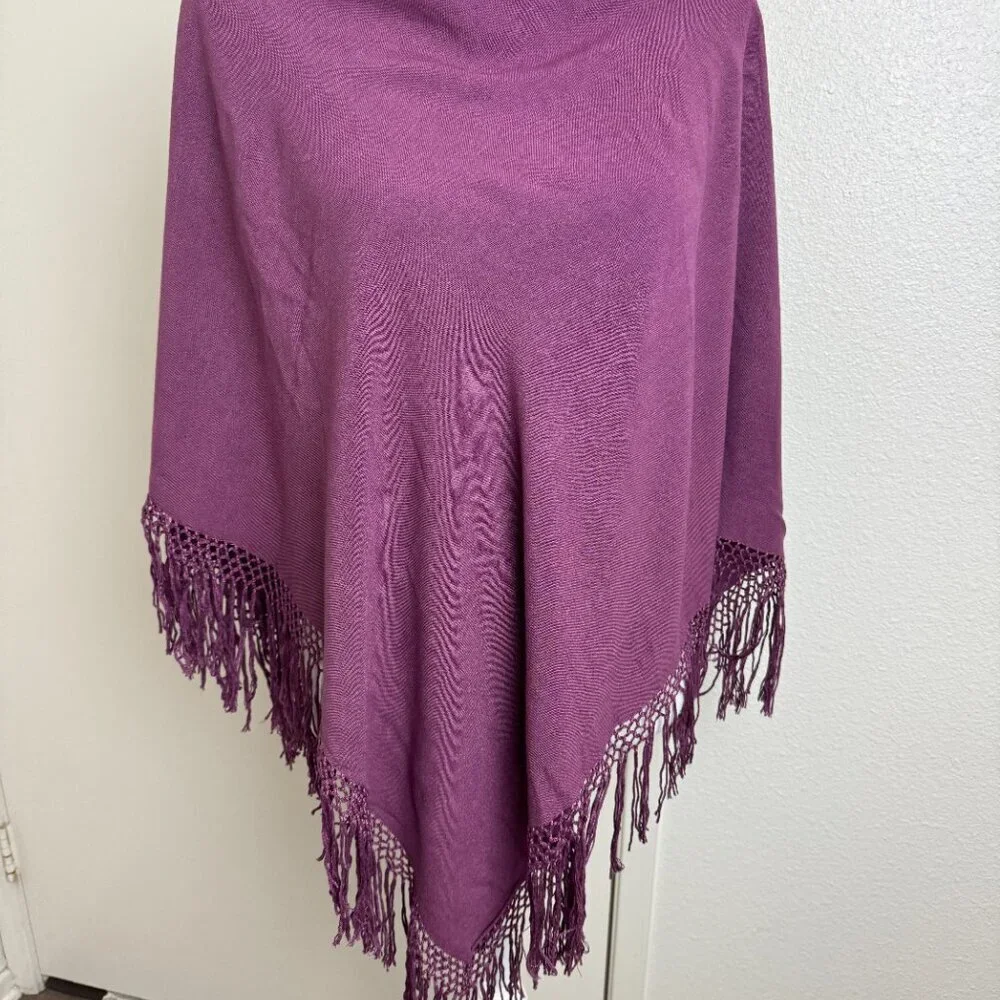 TIENDA HO MOROCCAN SCARF  Hand Woven Purple Fringe 40